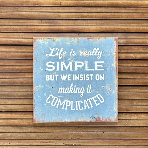 Cuadro tamaño mediano en madera Life is really Simple - comprar online