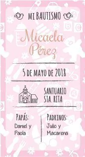 Tarjetas Bautismo / Pink