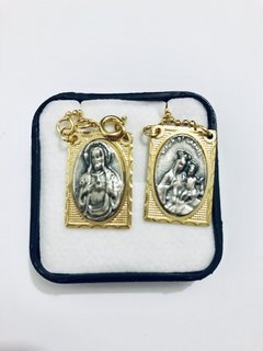 Escapulário Dourado c/ prata envelhecida