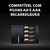 Carregador de Pilhas Duracell com 4 Pilhas Aa Recarregáveis 2500mAh CEF14BR4 Bivolt Preto na internet