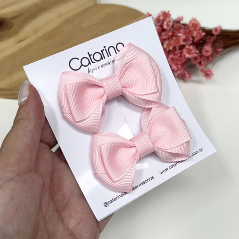 Laço infantil 7cm com presilha antideslizante Clara para cabelo fino