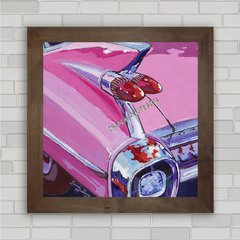 Quadro decorativo carro Cadillac cor de rosa