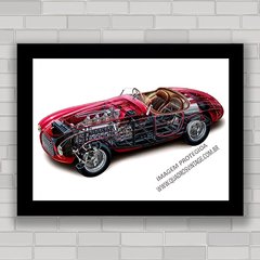 Quadro decorativo com pôster da Ferrari 166 Barchetta antiga