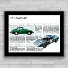 Quadro decorativo com propaganda antiga do carro Porsche 904 e 356