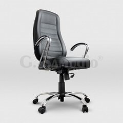 Cadeira Presidente Costura Giratoria Base Preta Braço Cromado Top Flex