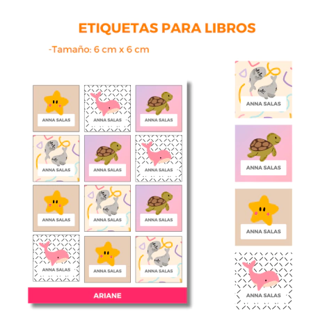 ETIQUETAS PARA LIBROS O CUADERNOS / MAR
