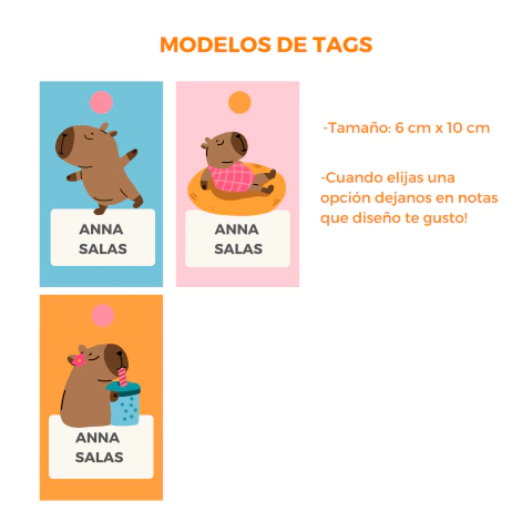 TAGS PARA MOCHILA PLASTIFICADA / CAPIBARA - comprar online