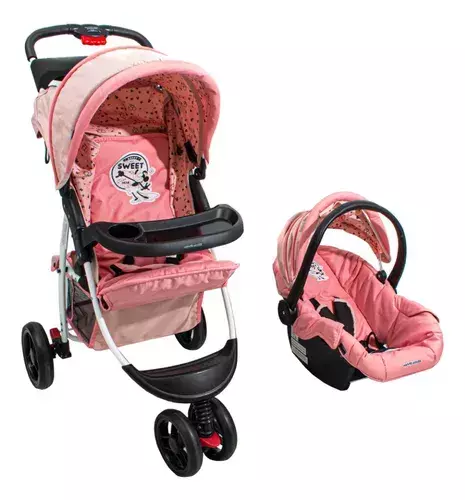 COCHE CUNA CON HUEVITO DE BEBE 3 RUEDAS (MINNIE SALMON) DENCAR