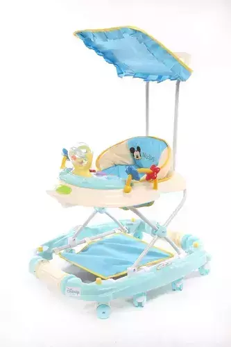 ANDADOR DISNEY (CELESTE MICKEY) BEBE MUSICAL CON POSICIONES DE ALTURA REGULABLES MECEDOR CON TOLDO Y MANIJA DENCAR (COD.D130T)
