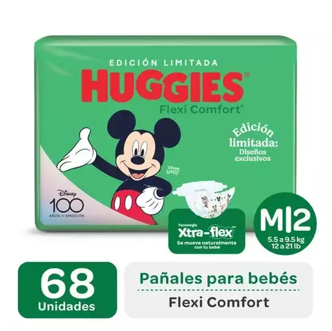 PAÑALES HUGGIES FLEXI COMFORT AHORRA PACK M x 68 -