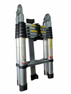 ESCADA TELESCOPICA DOBRAVEL E DEGRAUS DE ALUMINIO - 3,8M - Isamig Telecom