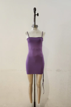 #9000 Vestido microfibra c lycra con bretel y frunce c tira costado "Egeo" - tienda online