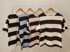 #3246 Remeron jersey rayado mc con etiqueta basics "Market" - Bluming