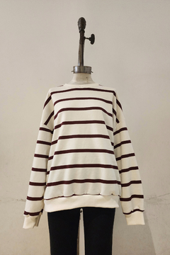 #3692 Maxibuzo friza rayado con etiqueta rock "Creta" - comprar online