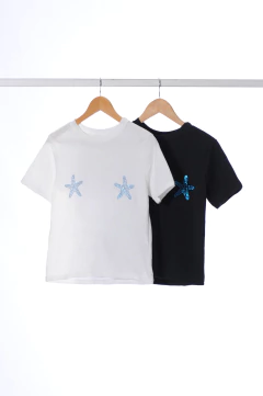 #3218 Remera algodon mc strass estrellas "New York" - comprar online