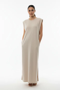 #9505 Vestido ribb con lycra con bolsillos y tajos "Alhambra"