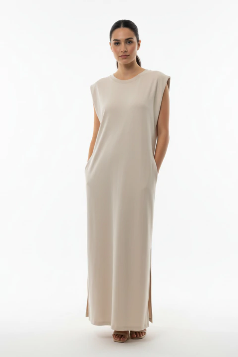 #9505 Vestido ribb con lycra con bolsillos y tajos "Alhambra"