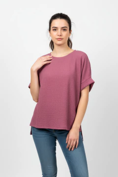 #3266 Remeron bambula mc con tajos y etiqueta basics "Yucatan"
