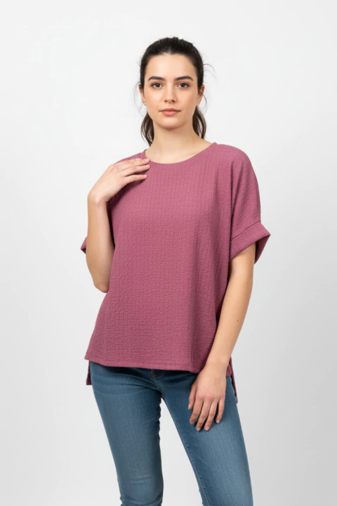 #3266 Remeron bambula mc con tajos y etiqueta basics "Yucatan"