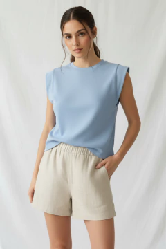 #3269 Remera ribb con lycra sisa puño y etiqueta rock "Tulipan"