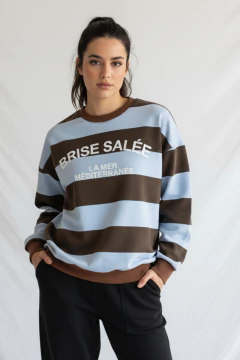 #4002 Maxibuzo rustico rayado estampado brise "Creta" - comprar online