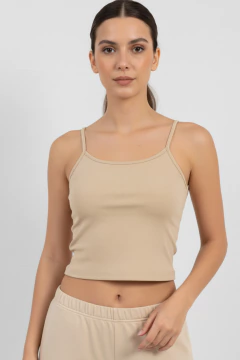 #3282 Musculosa ribb con lycra bretel fino y etiqueta do what "Black" - comprar online