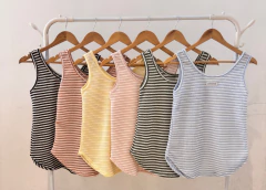 #3290 Musculosa crochet rayado largo con etiqueta standard "Panama" - comprar online