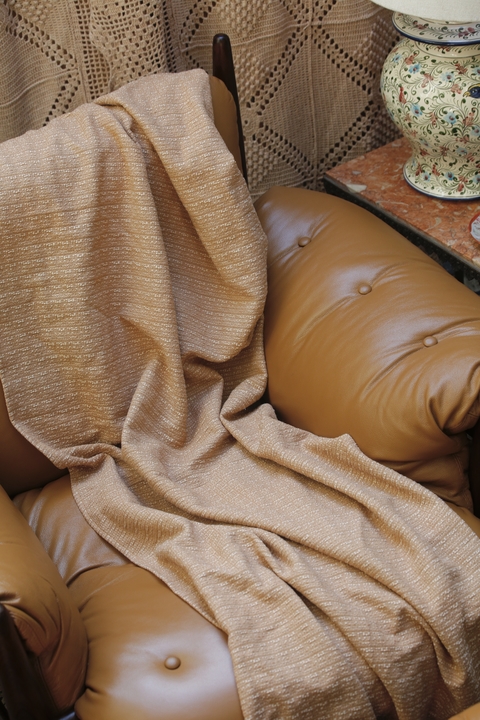 Manta Decorativa Tweed Tingimento Natural - Caramelo
