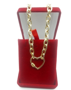 Colar Corrente Cadeado Coração Banhado A Ouro 18k - comprar online
