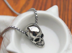 Colar Pingente Caveira De Aço Inoxidável 316l - Vintage Bijuterias E Produtos Artesanais Ltda