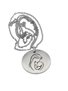 Colar Mãe E Bebê De Aço Inoxidável 2,5 Cm - Vintage Bijuterias E Produtos Artesanais Ltda