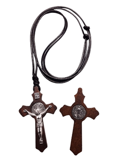 Colar Cordão Crucifixo São Bento De Madeira - comprar online