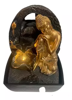 Fonte Dágua Cascata Buda Feng Shui Dourado