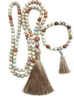 Japamala de Jaspe Shoushan 108 Contas (kit 2 Peças). - comprar online