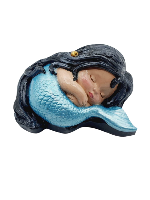 Sereia Azul de Gesso Decorativo