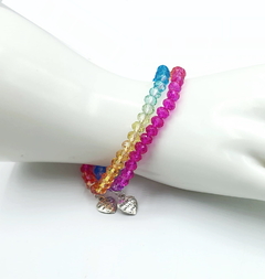Pulseira De Cristal Facetado Colorido 2 Unidades 6mm na internet