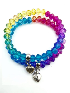 Pulseira De Cristal Facetado Colorido 2 Unidades 8mm na internet