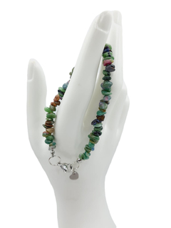 Pulseira De Pedra Zoisita Com Rubi Fecho De Aço (unidade).