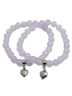 Pulseira De Quartzo Rosa Pingente Coração - comprar online