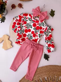 Conjunto Romantico (Buzo + Pantalón + Moño Tela Waffle) - comprar online