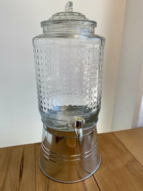 Dispenser bebidas vidrio con canilla y base 8 lts