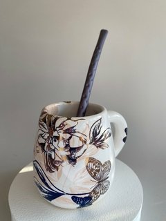 Mate con asa Mariposa / Hojas en internet