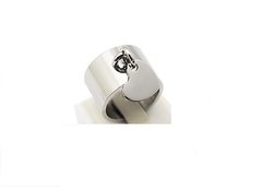 Anel Largo de Aço (altura 1,5 cm) com Pingente de Coração