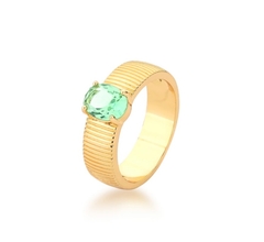 Anel pedra verde banho ouro 18k