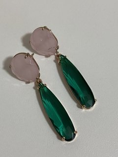 Brinco pedras duas cores - comprar online