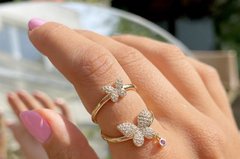 Anel borboleta banhado a ouro 18k