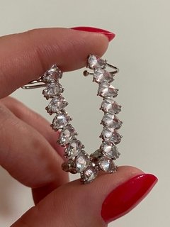 Brinco ear cuff cristais ródio branco