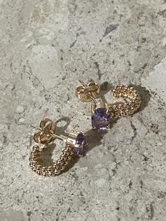 Mini argola pedra banho ouro 18k na internet