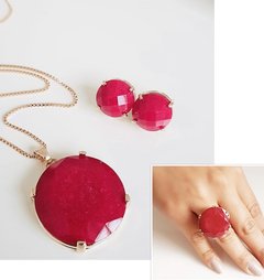 Anel pedra rubelita banhado a ouro 18k - comprar online
