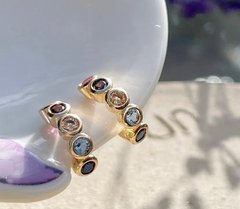 Piercing colorido bolinhas banhado a ouro 18k